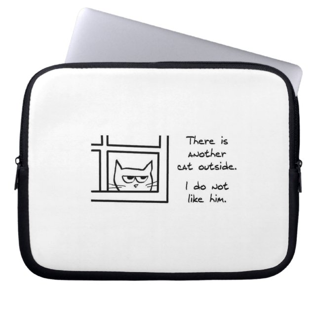 Den ilskna katten ser en annan katt - rolig laptop sleeve (Framsidan)