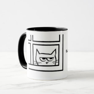 Den ilskna katten ser en annan katt - rolig mugg
