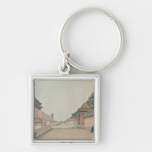 Den imperialistiska slotten i Peking Fyrkantig Silverfärgad Nyckelring (Framsidan)