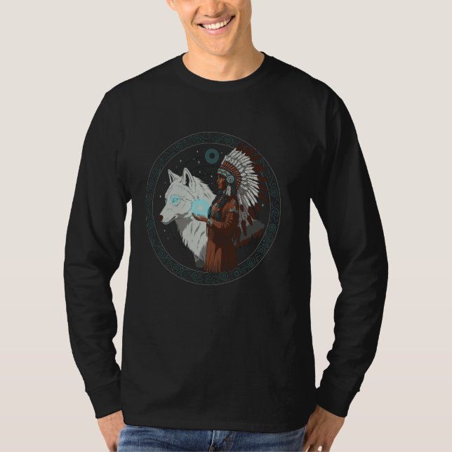 Den indiska amerikanska Pridet Ameri-Vargen Ameri T Shirt (Framsida)