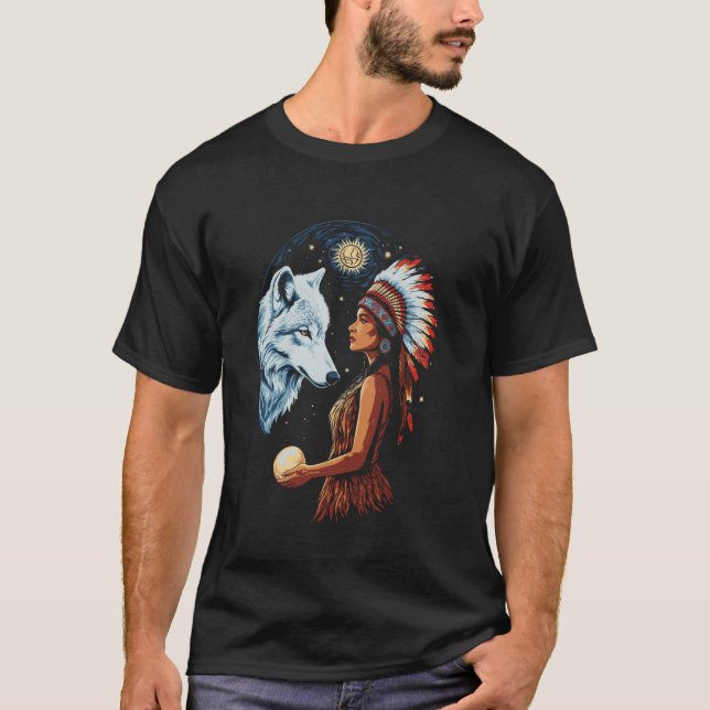 Den indiska amerikanska Pridet Ameri-Vargen Ameri T Shirt (Framsida)