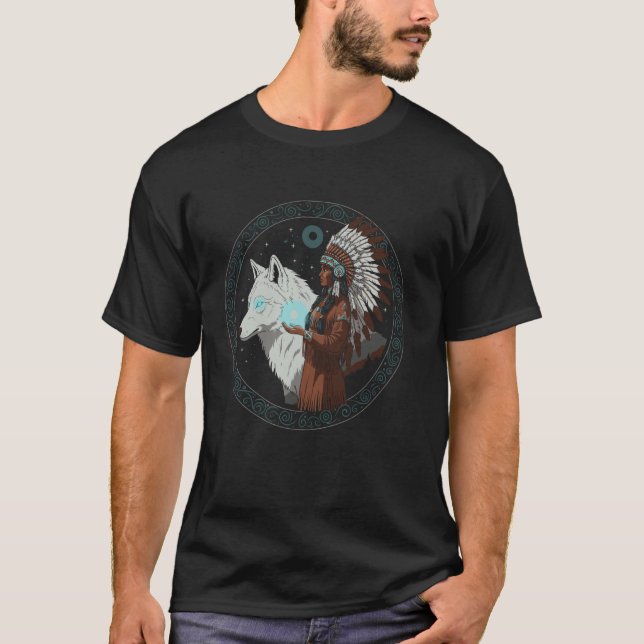 Den indiska amerikanska Pridet Ameri-Vargen Ameri T Shirt (Framsida)