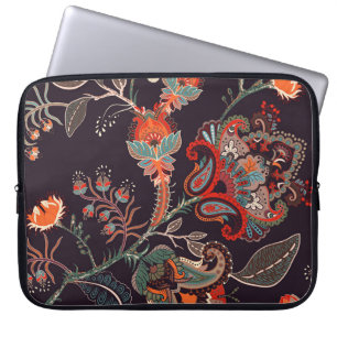Den indiska Blommigten Big Seamless Natur Laptop Fodral