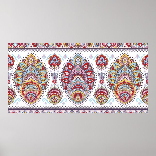 Den indiska blommigten paisley medallion mönster.  poster (Framsidan)