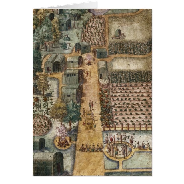 Den indiska byn av Secoton, c.1570-80 Hälsningskort (Framsidan)