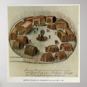 Den indiska byn Pomeioc Poster