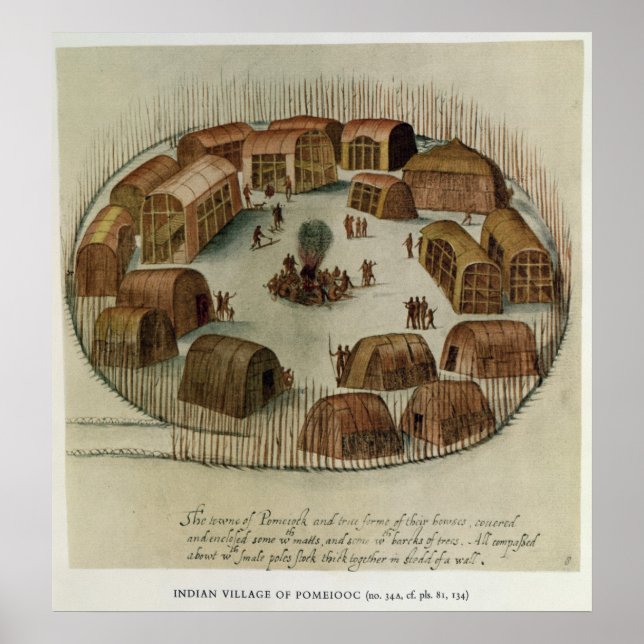 Den indiska byn Pomeioc Poster (Framsidan)