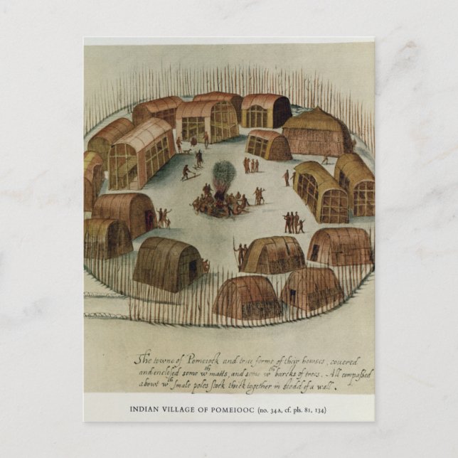 Den indiska byn Pomeioc Vykort (Framsida)