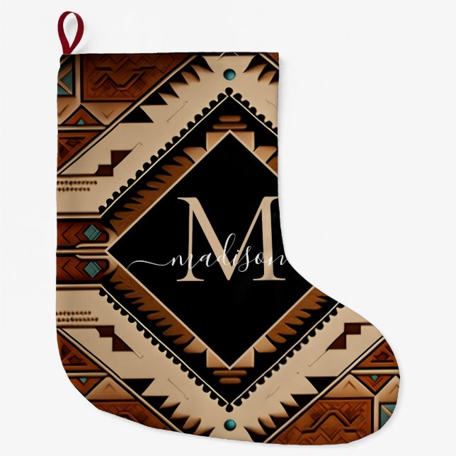 Den indiska kulturen Boho Stil i Mönster Stor Julstrumpa (Framsidan)