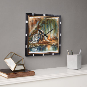 Den indiska skogen: ett ögonblick av stillhet fyrkantig klocka