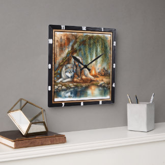 Den indiska skogen: ett ögonblick av stillhet fyrkantig klocka