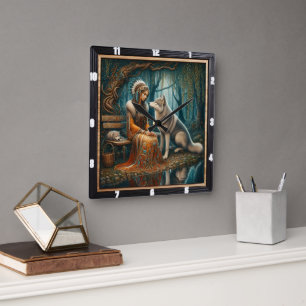 Den indiska skogen: ett ögonblick av stillhet fyrkantig klocka