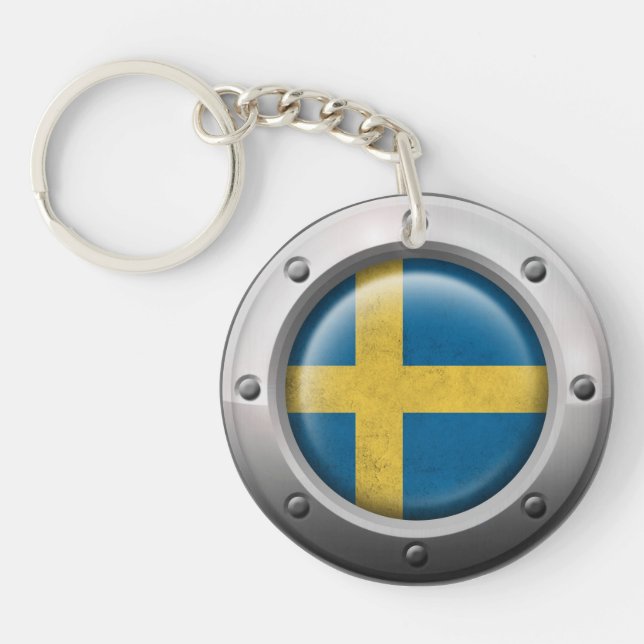 Den industriella svenskflagga med stålsätter (Framsidan)