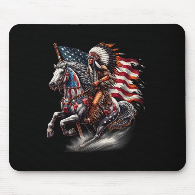 Den inhemska amerikanska dagen Flagga Indian Ridin Musmatta (Framsidan)