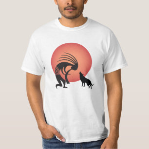 Den inhemska amerikanska Vargen Måne Kokopelli T-S T Shirt
