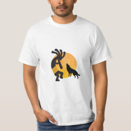 Den inhemska amerikanska Vargen Måne Kokopelli T-S T Shirt