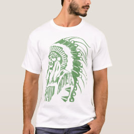 Den inhemska Indian-chefens Vintage (Grönt) T Shirt