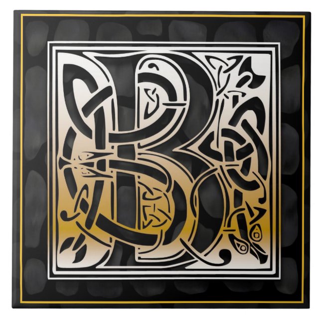 Den initiala monogramen för Celticsvartsten B Kakelplatta (Framsidan)