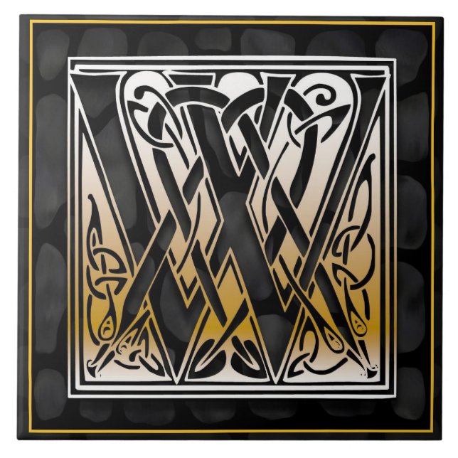 Den initiala monogramen för W för Kakelplatta (Framsidan)