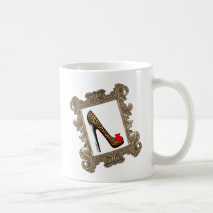 Den inramade Leopardstiletten pumpar Kaffemugg