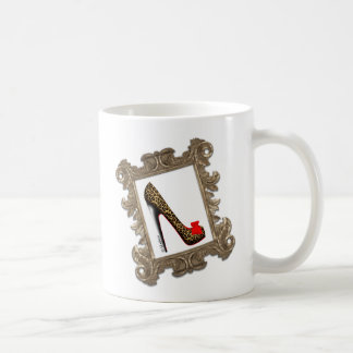 Den inramade Leopardstiletten pumpar Kaffemugg