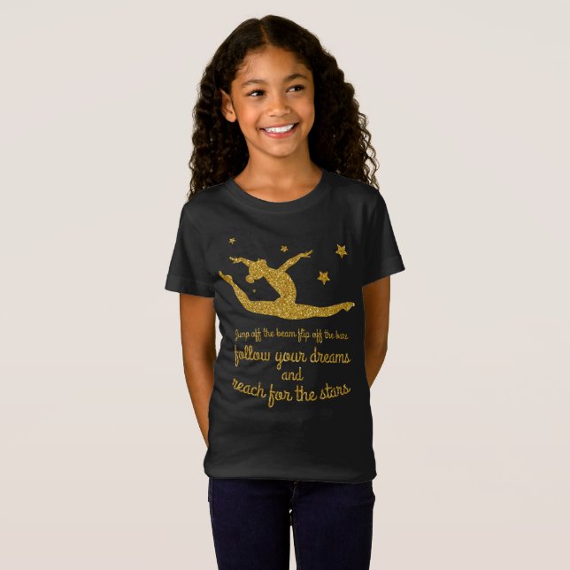 den inspirera gymnastikcitationsteckengymnasten t shirt (Hel framsida)