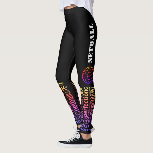 Den inspirera ord och placerar netballen leggings (Vänster)