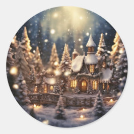 Den inspirerade julfesten Théed Fairy-Tale Castle Runt Klistermärke