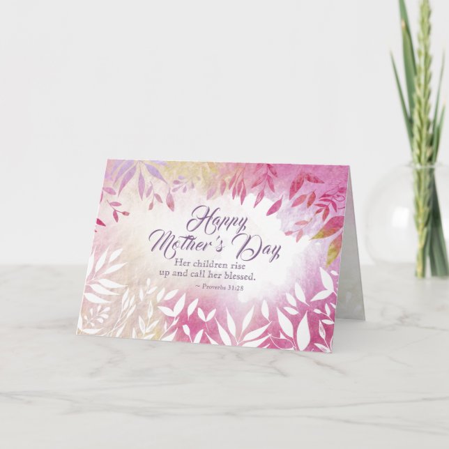 Den inspirerande bible Verse Rosa Blommigt Mors da Kort (Framsida)