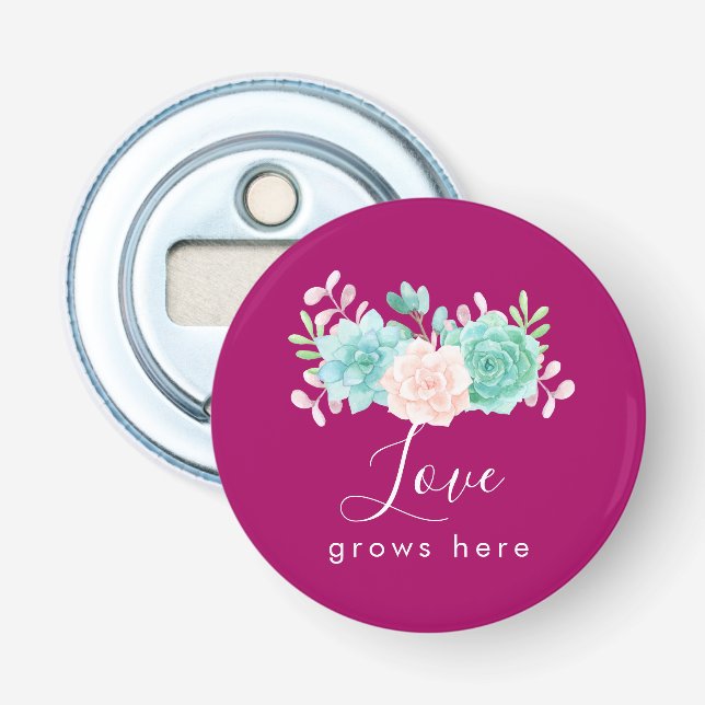 Den inspirerande citatet Kärlek växer här Blommigt Flasköppnare (Framsidan)
