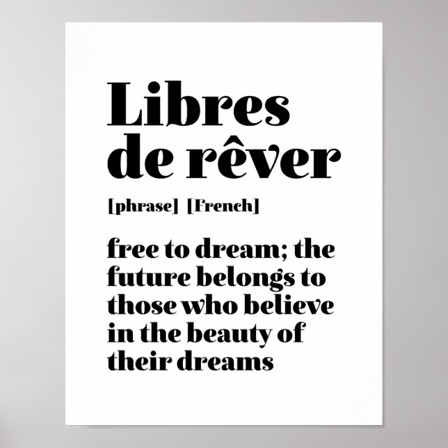 Den inspirerande Fransken är fri från Dream Libres Poster (Framsidan)