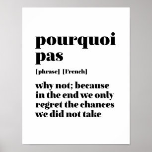 Den inspirerande Fransken Ord tar Chance Pourkvoi Poster