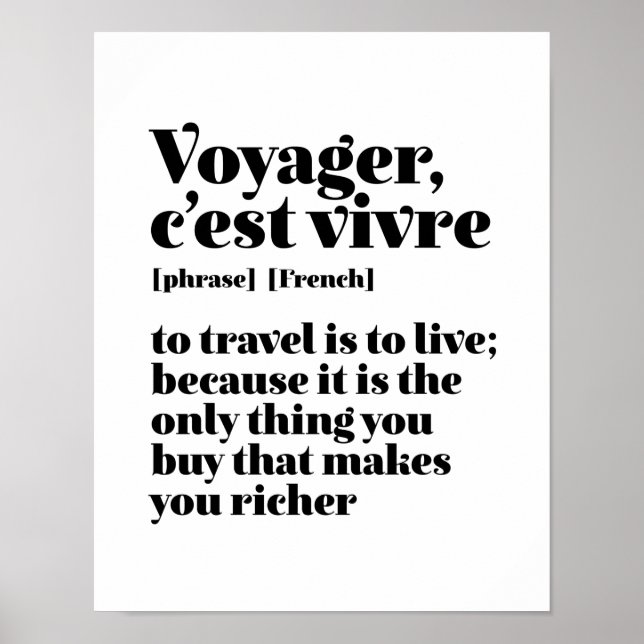 Den inspirerande Fransken Travel Voyager C'est Viv Poster (Framsidan)