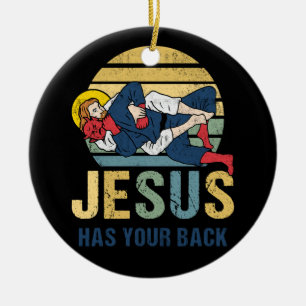 Den inspirerande Jesus har din baksida, Jitsu Retr Julgransprydnad Keramik