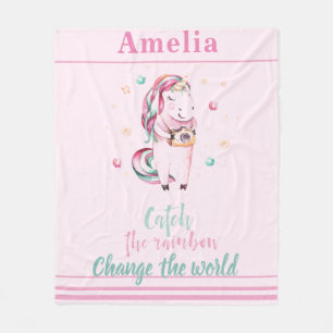 Den inspirerande Rosan Unicorn med kamera och stjä Fleecefilt