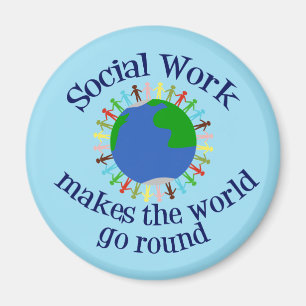 Den inspirerande Social-arbetsofferten - blåa vä Magnet