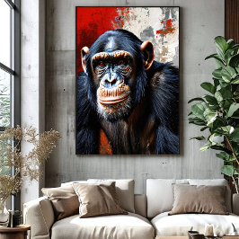 Den intensiva blicken från schimpansen poster