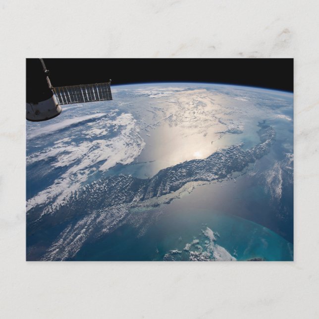 Den internationella rymdstationen ovanför Atlanten Vykort (Framsida)