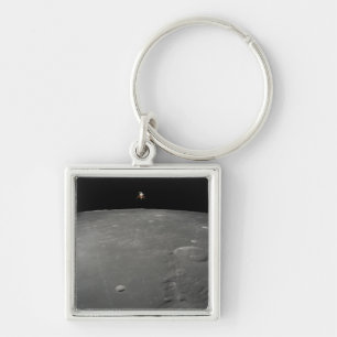 Den Intrepid Apollo 12 lunar enheten Fyrkantig Silverfärgad Nyckelring