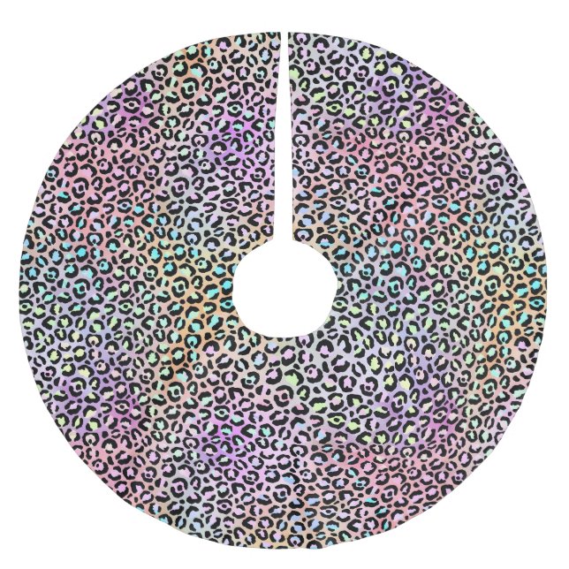 Den iriserande leopardserien Design 6 Julgransmatta Borstad Polyester (Framsidan)