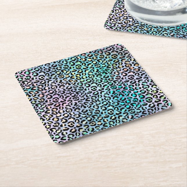 Den iriserande leopardserien Design 8 Underlägg Papper Kvadrat (Vinklad)