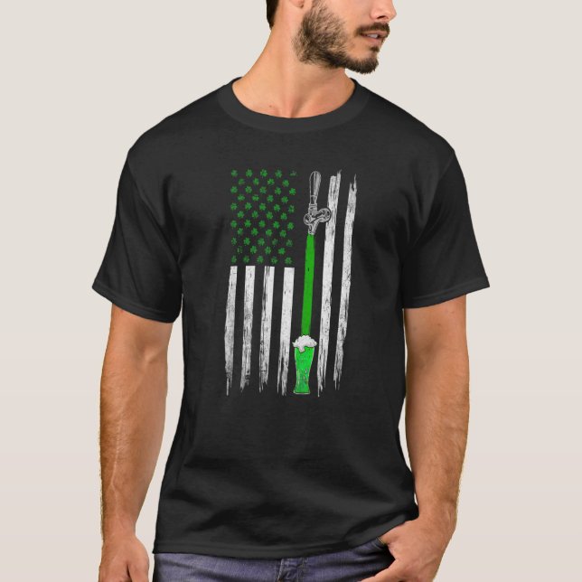 Den irländska amerikanska Flagga Beer St Patrick's T Shirt (Framsida)