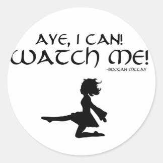 Den irländska dansare "Aye kan jag!", Klistermärke
