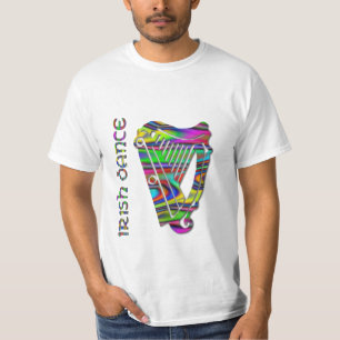 Den irländska dansregnbågen färgar harpan av de t-shirt