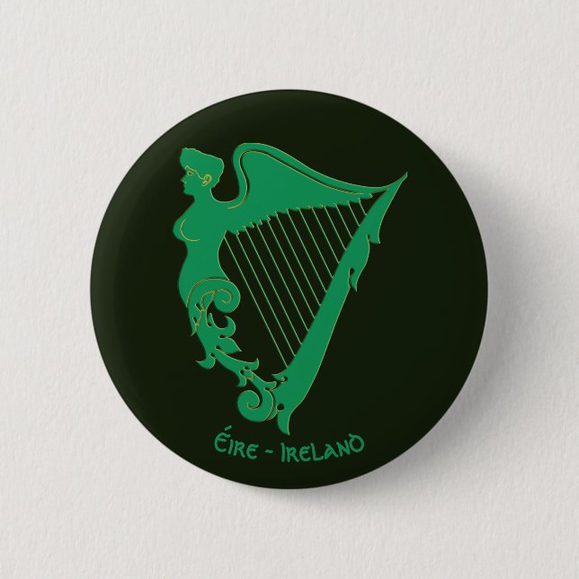 Den irländska harpan - en symbol för Irland Knapp (Framsida)