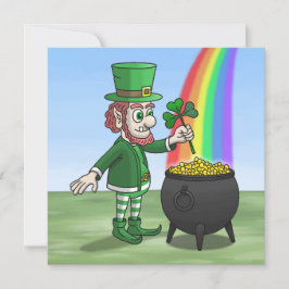 Den irländska leprechaunen och guldpottan julkort