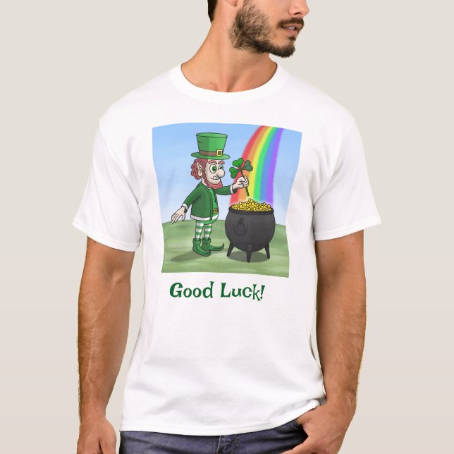 Den irländska leprechaunen och guldpottan t shirt (Framsida)