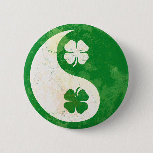 Den irländska shamrocken Yin Yang knäppas Knapp