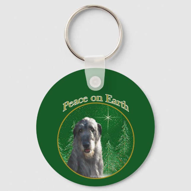 Den irländska Wolfhound Peace Keychain Nyckelring (Framsida)