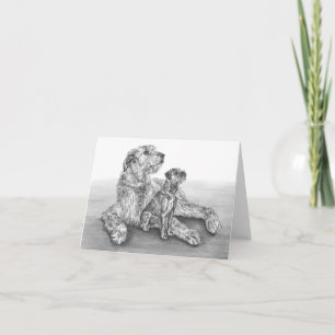 Den irländska wolfhounden förföljer teckningen vid kort